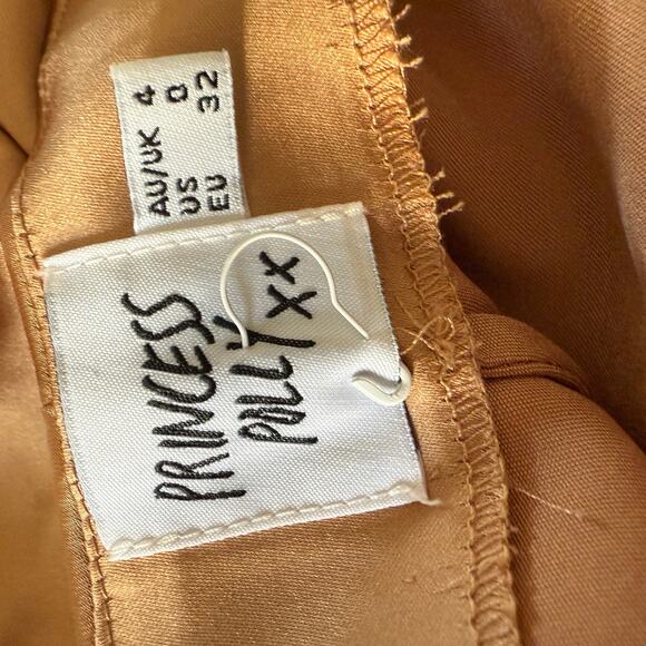 PRINCESS POLLY | Copper Satin Cowl Neck High Slit Midi Slip Dress Cowl Neck 0 - Picture 5 of 5